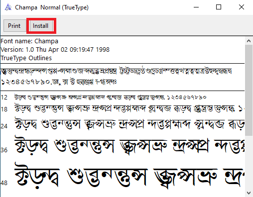 Bangla font installation