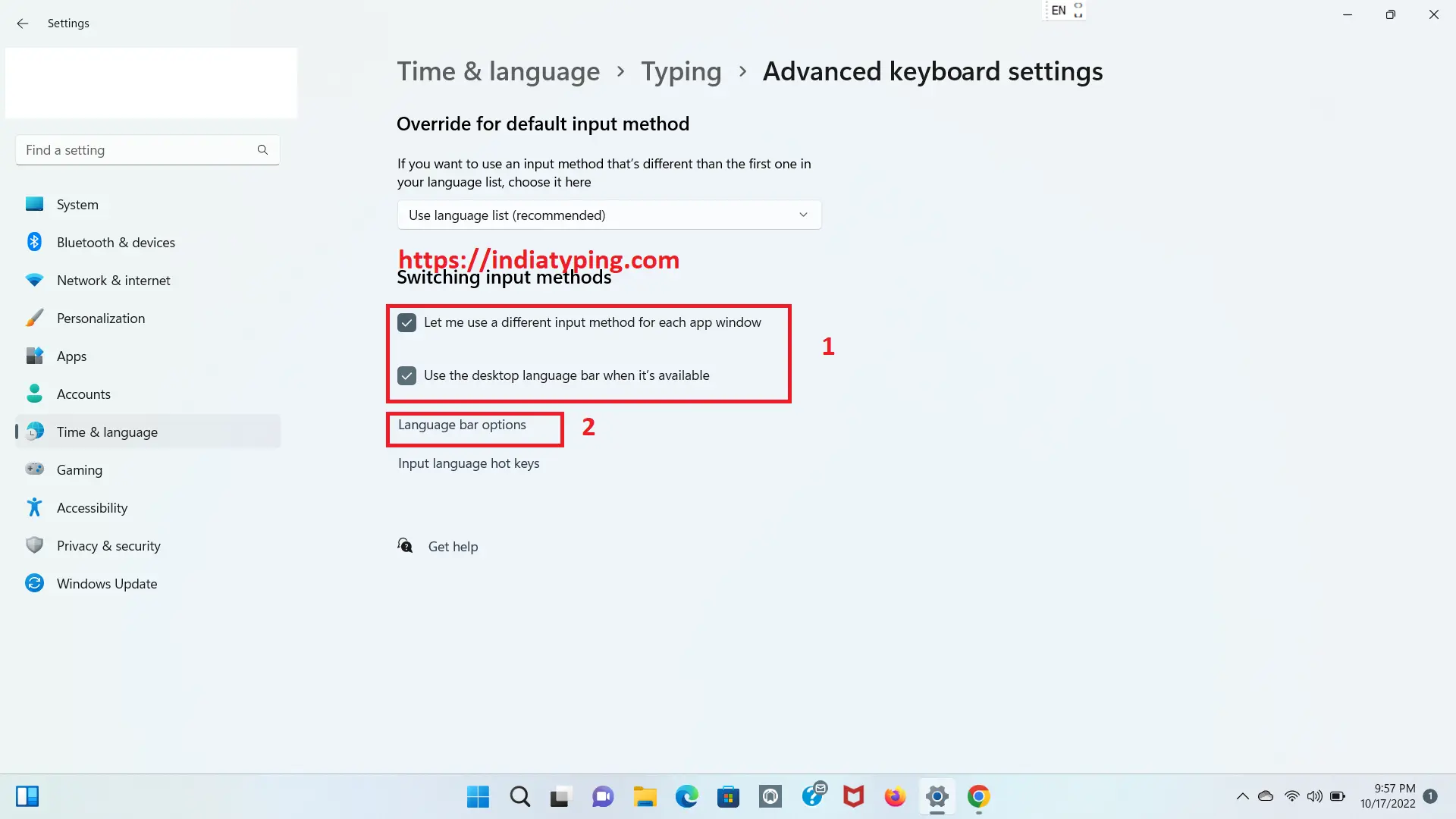 Activate Bangla language bar in windows 11