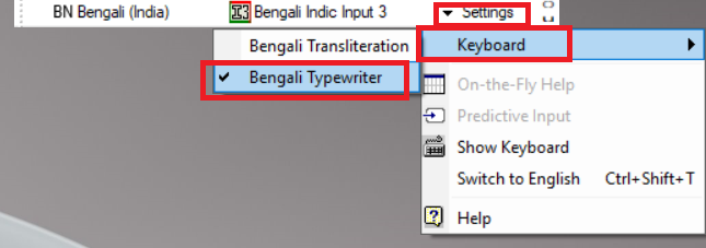 Enable Bengali typewriter keyboard windows 11
